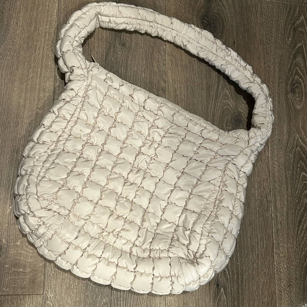 Target puffy quilted shoulder bag in cream/ivory